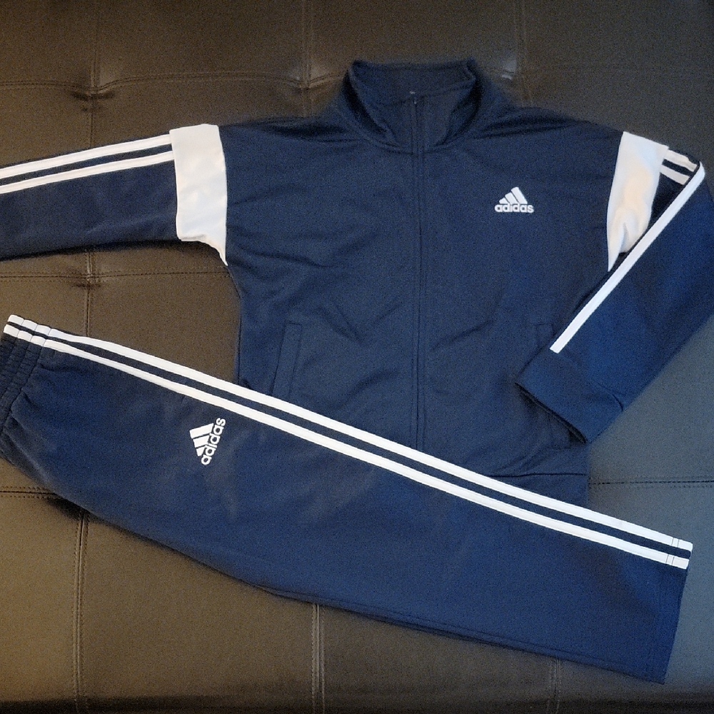 adidas Kids Navy & White Track Jacket and Pants Set Size 8
